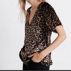 Madewell Velvet floral flutter sleeve top